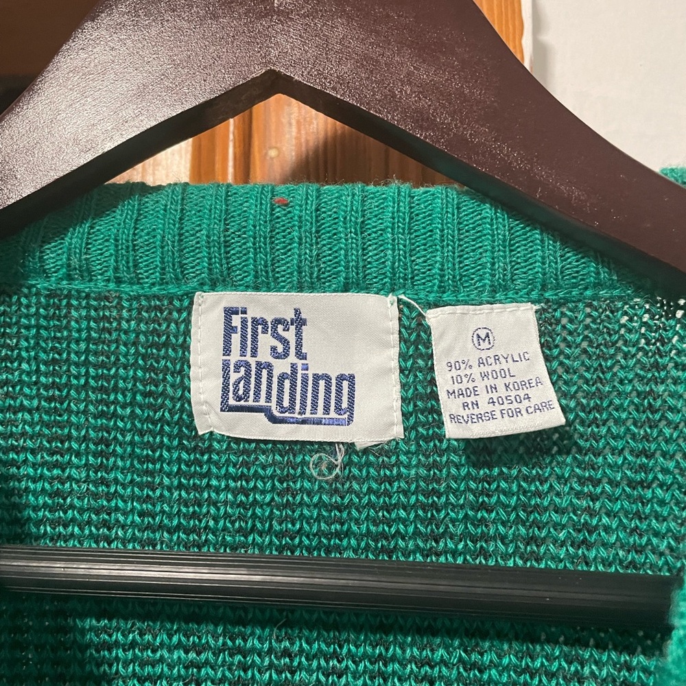 Vintage First Landing Fuzzy Wool Pattern Sweater … - image 3